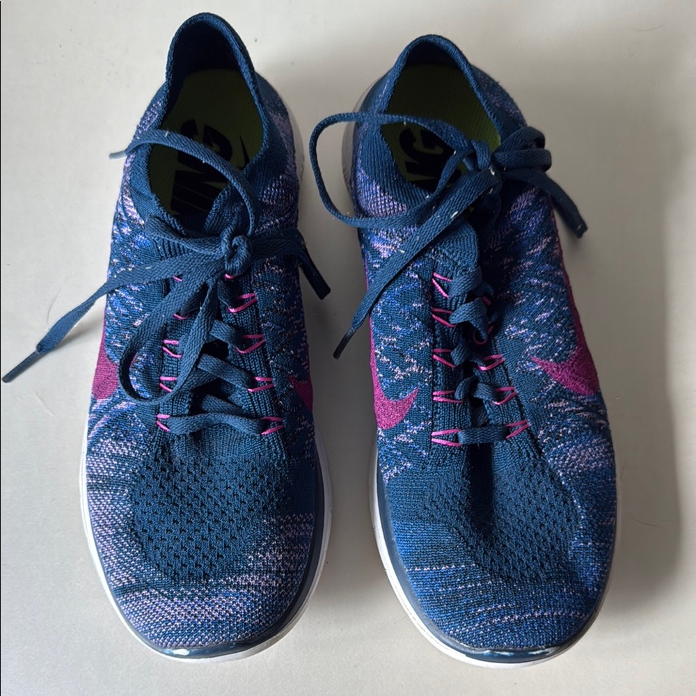 Nike Blue and Pink Athletic Shoes with Knit Upper-Barefoot Ride 4.0 - Picture 2 of 5